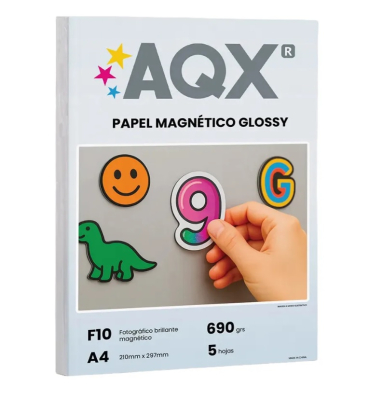Papel Fotografico Magnetico Imantado Glossy Brillante A4 690grs por 5 Hojas AQX F10