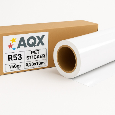 Rollo Papel Blanco PET Sticker Inkjet 0,33x10 mts AQX R53