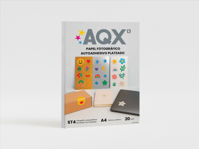 Papel Foto Plateado PET Autoadhesivo A4 por 20 Hojas AQX ST4