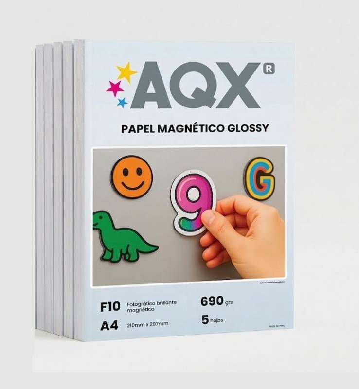 Combo Papel Fotografico Magnetico Imantado Glossy Brillante A4 690grs por 25 Hojas AQX F10x5