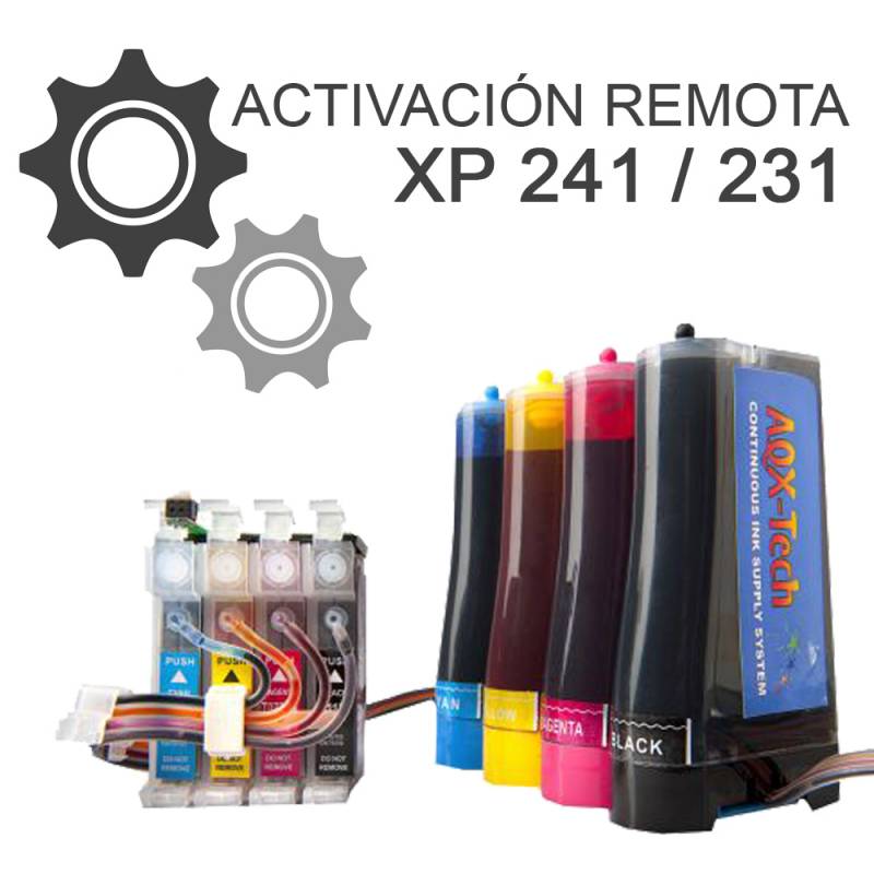 Sistema Continuo AQX Para Epson XP 241 231 431 con 400ml ACTIVACION REMOTA