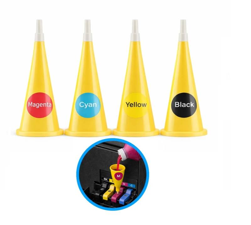 SET x4 Embudos de recarga tintas / sistemas continuos