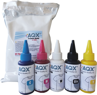 Combo Tinta 500ml DTF + 1Kg Polvo DTF + 1000 Film Glossy