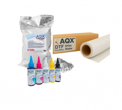 Combo DTF: Tinta 500ml + 1Kg Polvo DTF + Rollo 0,30x100m Matte
