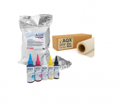 Combo DTF: Tinta 500ml + 1Kg Polvo DTF + Rollo 0,60x100m Matte
