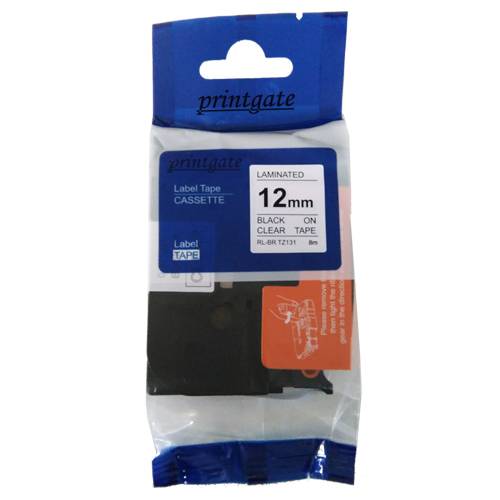 Cinta Para Rotuladora Brother TZ 131 Negro s/ Transparente 12mm x 8m Alternativa Printgate
