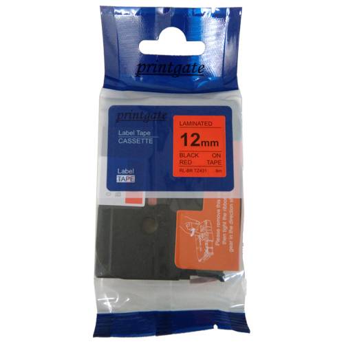Cinta Para Rotuladora Brother TZ 431 Negro s/ Rojo 12mm x8m Alternativa Printgate