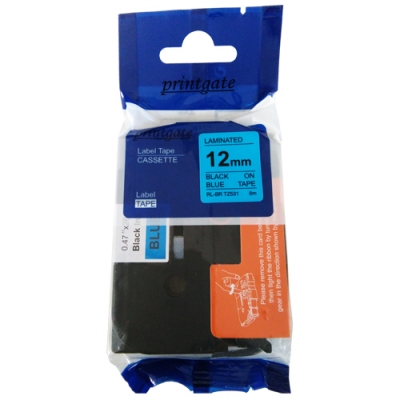 Cinta Para Rotuladora Brother TZ 531 Negro s/ Azul 12mm x 8m Alternativa Printgate