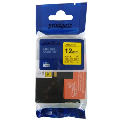 Cinta Rotuladora Printgate HS621 Negro s/ Amarillo Termocontraible 8,8mm x 1,5m P/ Brother