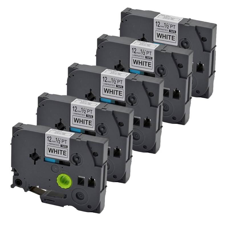 Cinta Rotuladora Printgate TZE 231 Negro s/ Blanco 12mm x 8m P/ Brother x 5