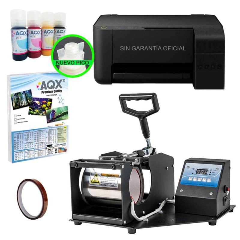 COMBO SUBLIMACION TAZAS - ESTAMPADORA PG EST-10 + IMPRESORA EPSON L3250 + INSUMOS