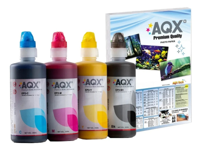 Combo Tinta Sublimacion Profesional AQX x 1 Litro Con Pico Llave Para L3110 L3150 + Resma