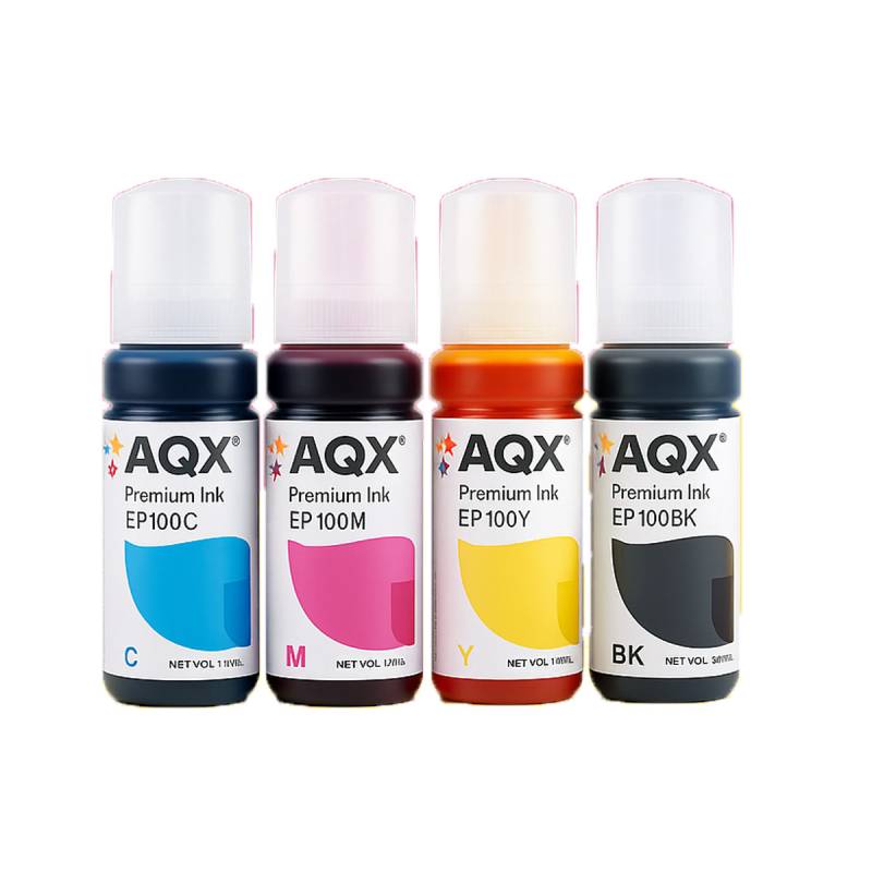 Combo Tinta Fotografica AQX (4 X 100ML) Pico Vertedor Para Impresoras Epson Ecotank