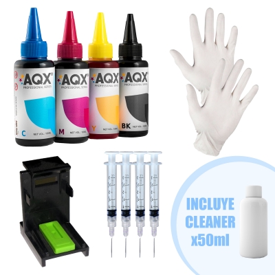 Kit de Recarga AQX Para HP 400ml + Guantes + Jeringas + Clip