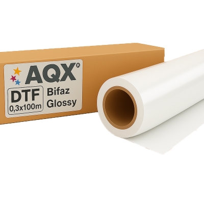 PET DTF Rollo Film Glossy Doble Faz 30cm x 100mt AQX
