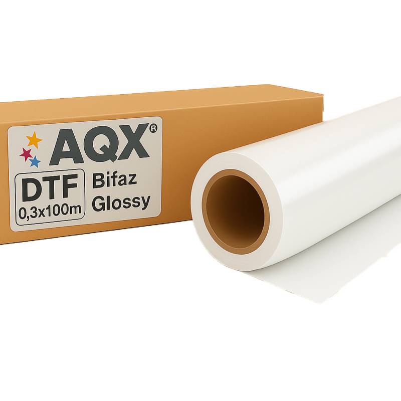 PET DTF Rollo Film Glossy Doble Faz 30cm x 100mt AQX