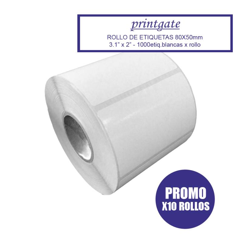 Etiquetas Térmicas Adhesivas 80x50mm Pack X10 unidades