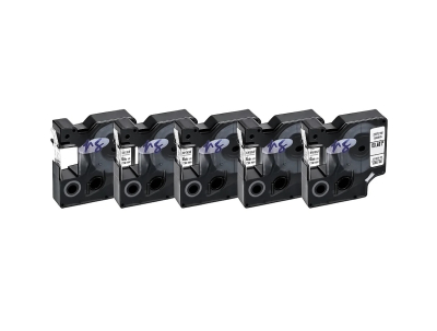 KIT x5 Cintas para Rotuladora Printgate 45013 Negro s/ Blanco 12mm x 7m P/ Dymo