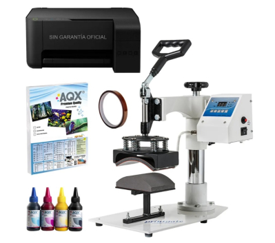 Estampadora de Gorras PRINTGATE EST-38 BLANCA Premium + Impresora L3210 + Insumos AQX